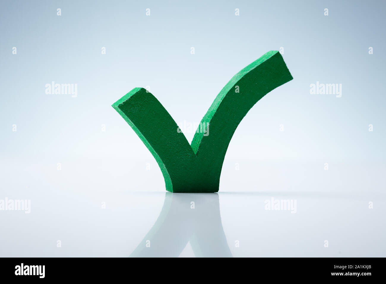 3d Green Wooden Check Mark Icon Isolated On White Background Stock ...