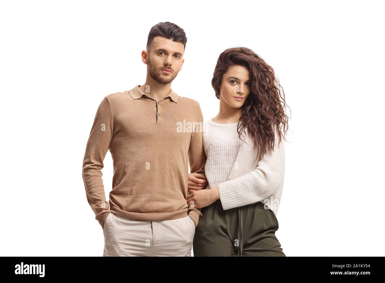 Casual young couple isolated on white background Stock Photo - Alamy