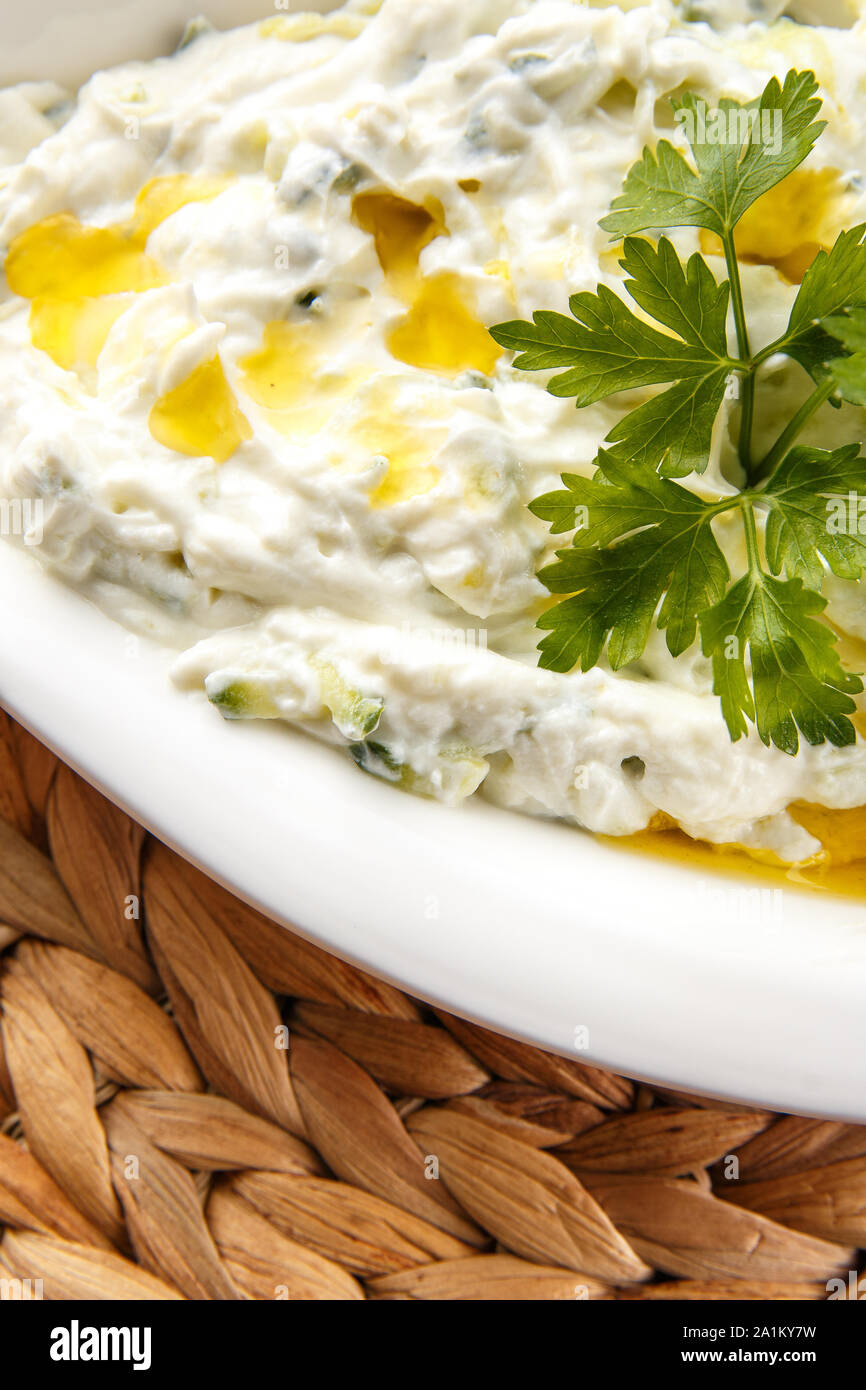 Tzatziki, Greek appetizers, Meze Stock Photo Alamy
