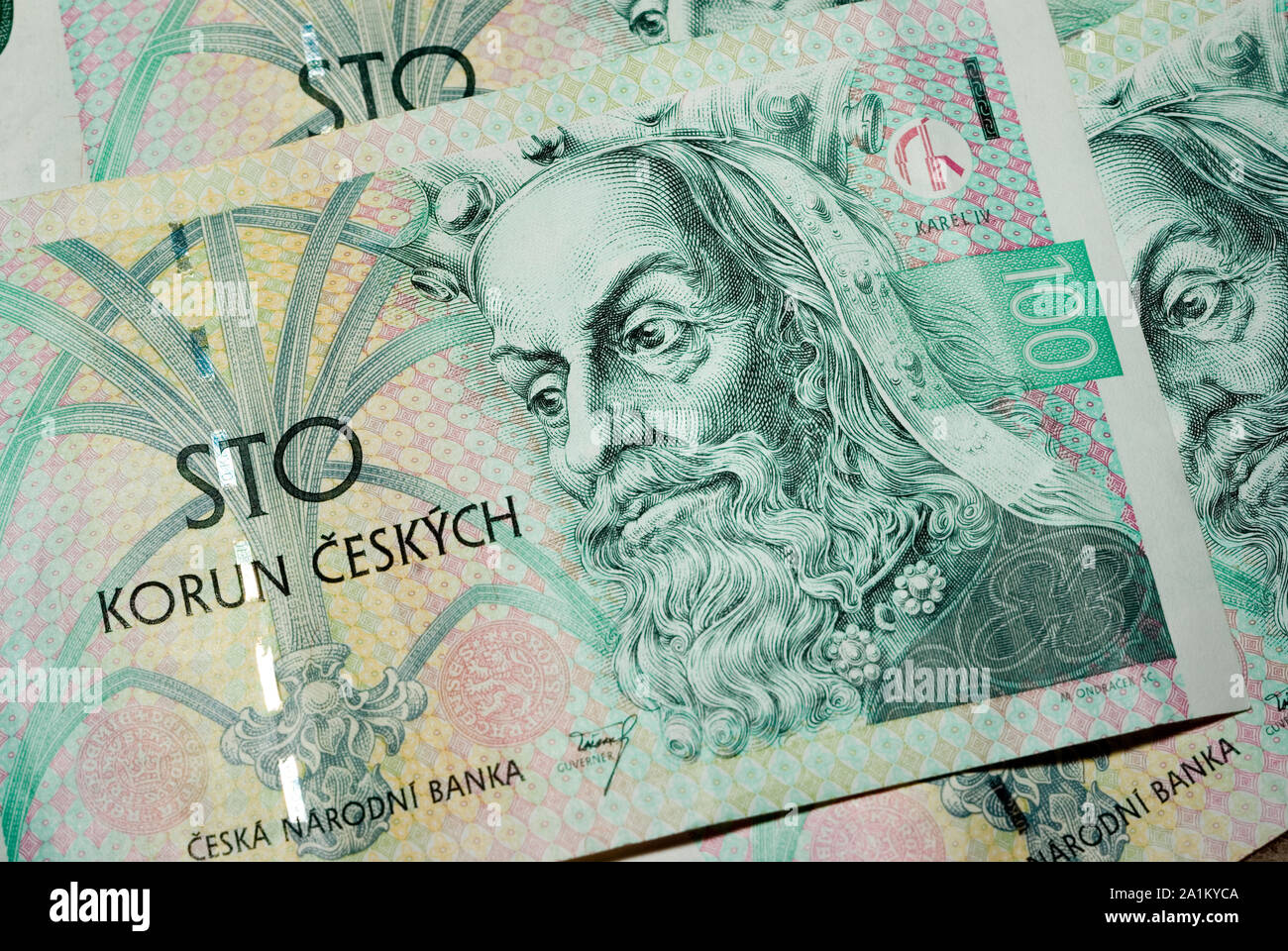 Czech Koruna Notes Stock Photo