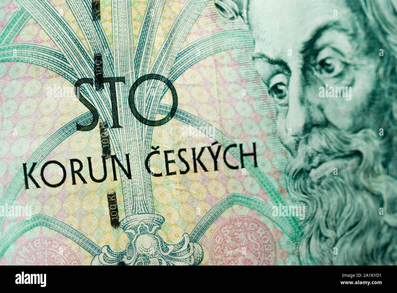 Czech Koruna Note Stock Photo