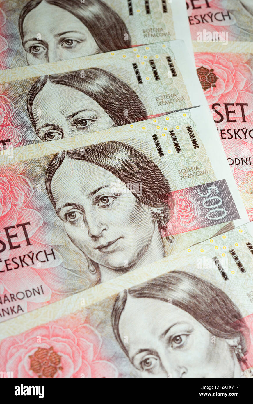 Czech Koruna Notes Stock Photo