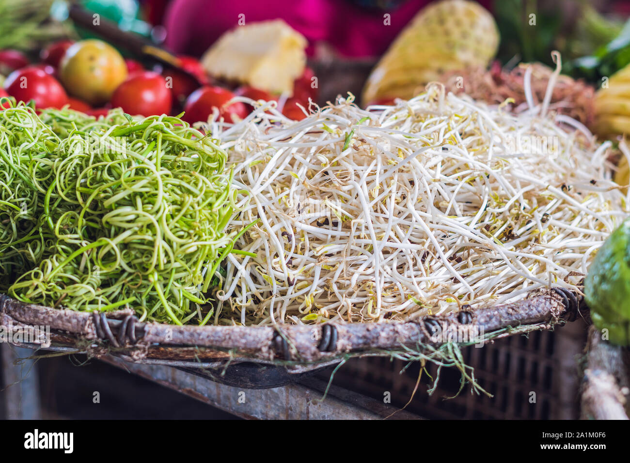 The soybean sprouts in the market are Vietnamese. Asian cuisine concept
