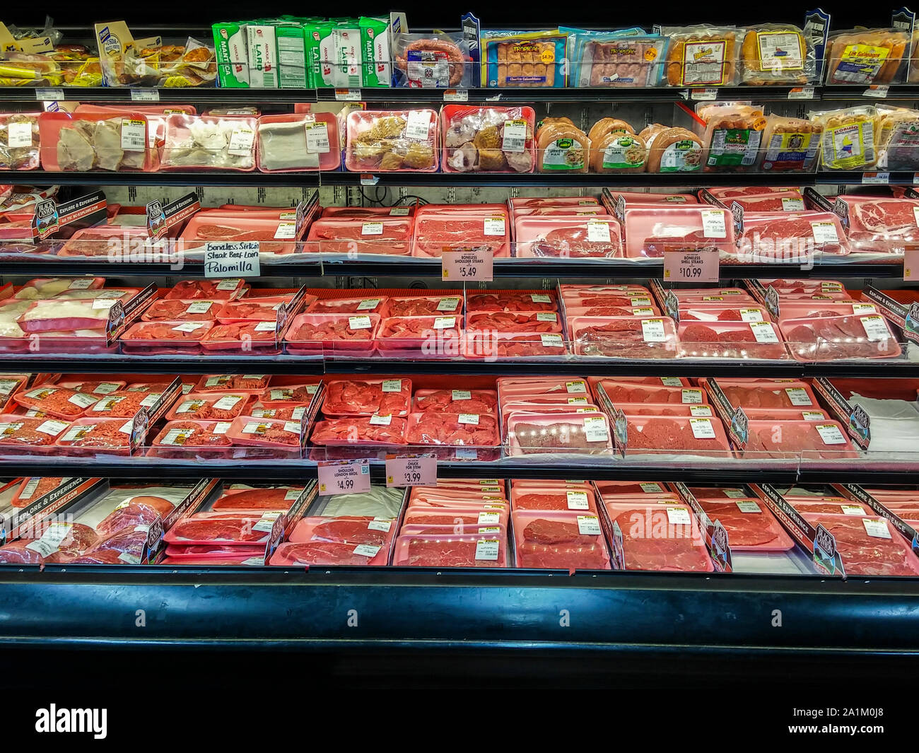 Supermarket packaged food plastic meat hi-res stock photography