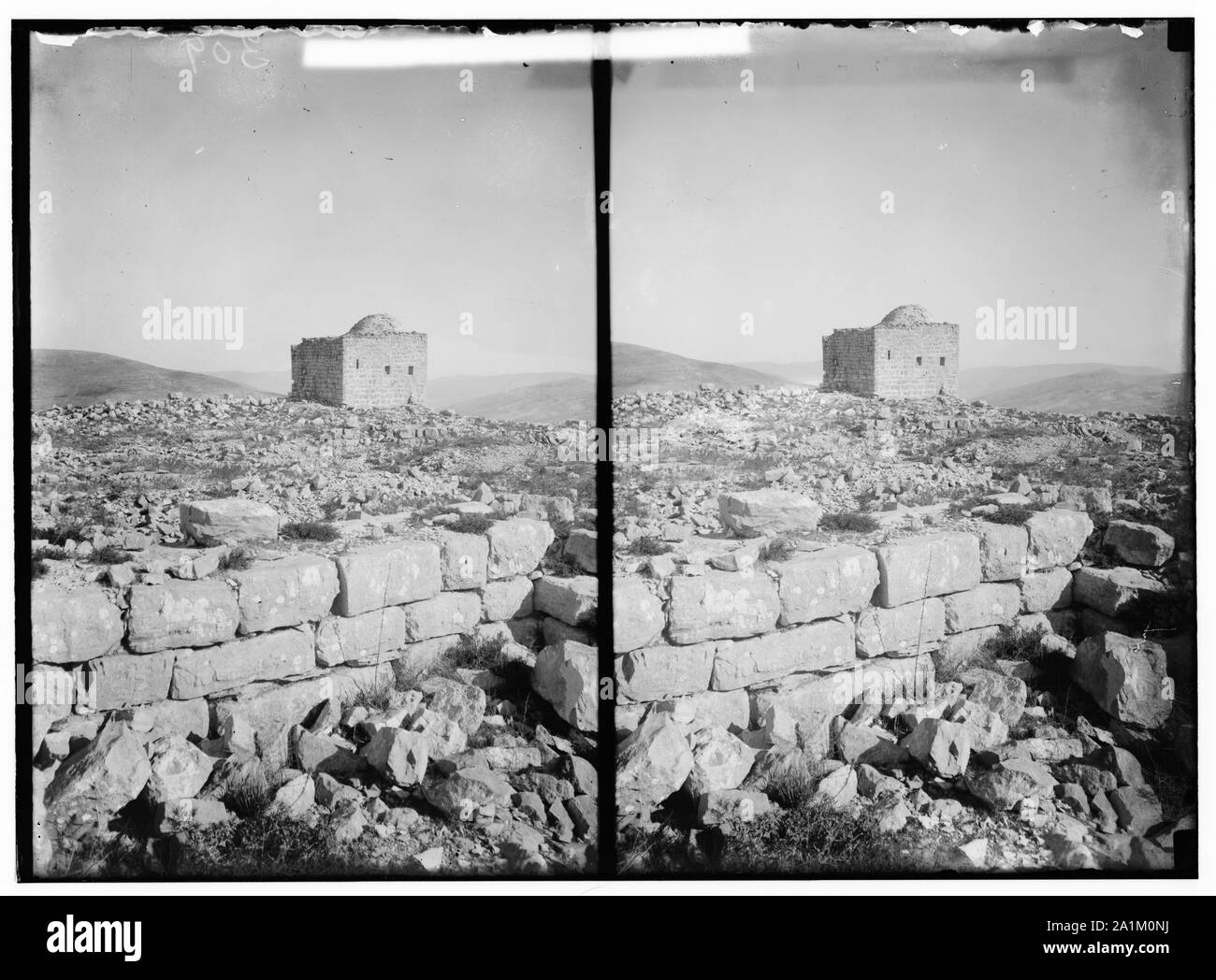 Northern views. Ruins of Temple on Mt. Gerizim Stock Photo