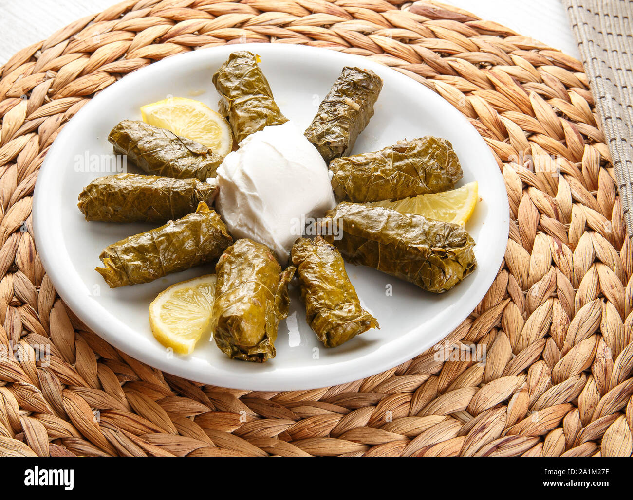Stuffed vine leaves, Greek appetizers, Meze Stock Photo Alamy