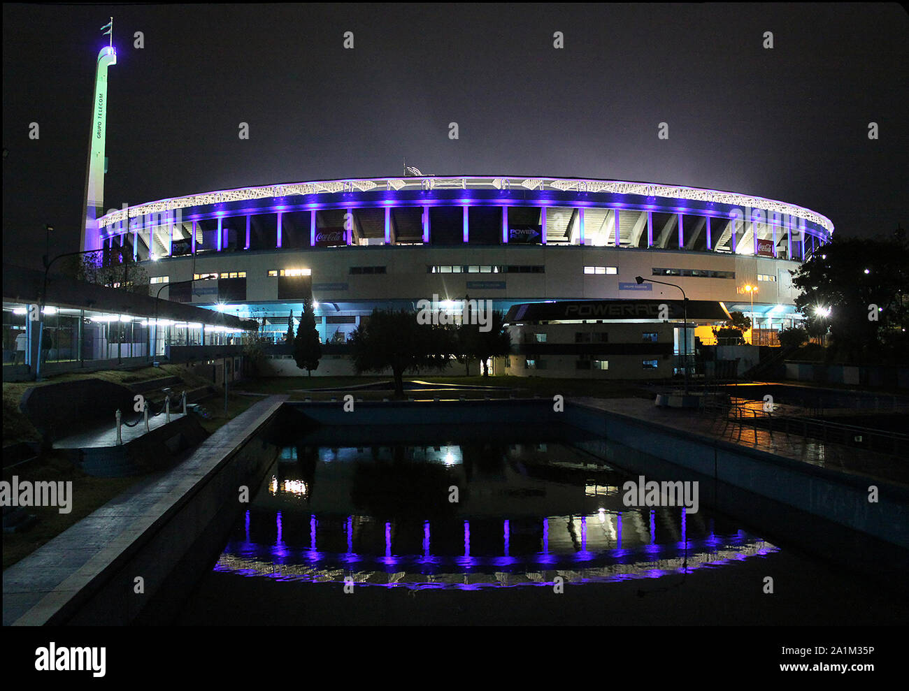 Night view of the Presidente Peron stadium, home of Racing Club de Avellaneda. Stock Photo