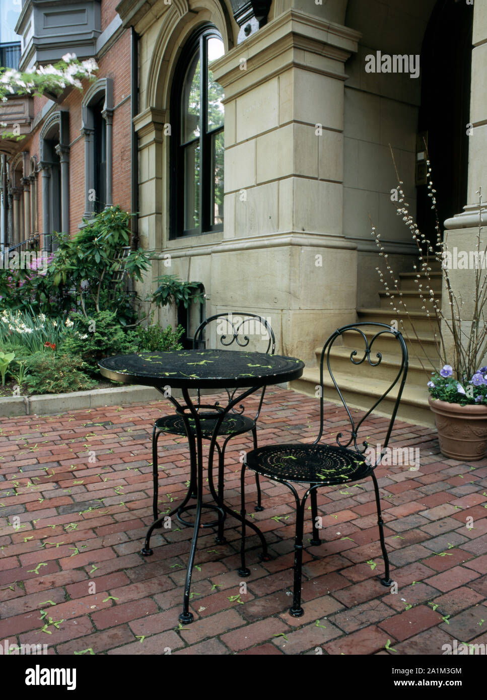 Back Bay Boston patio Marlborough, Street Stock Photo Alamy