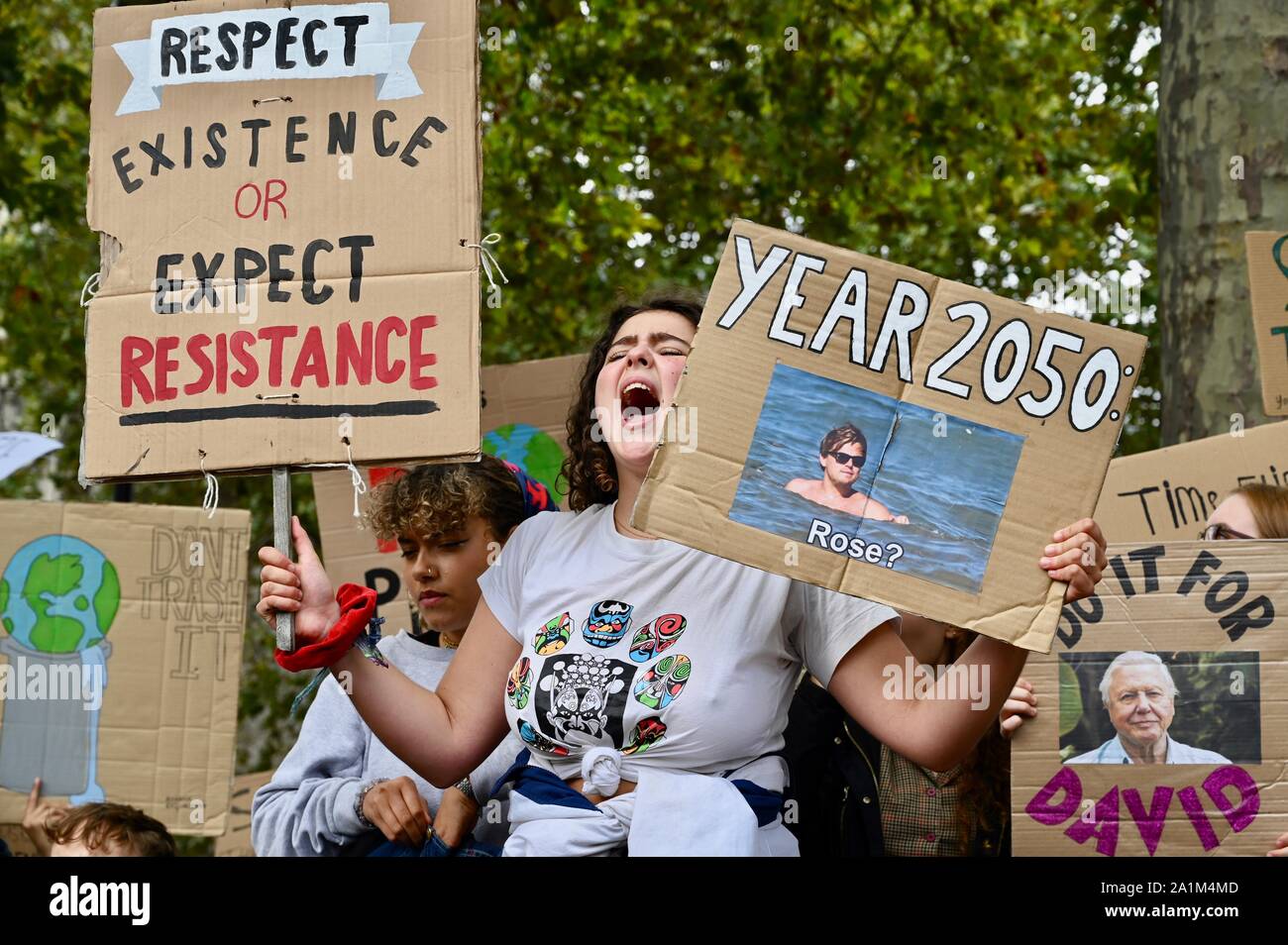 A fresh wave of Climate Strikes took place around the World. School Strike 4 Climate, Parliament Square, Westminster, London. UK Stock Photo