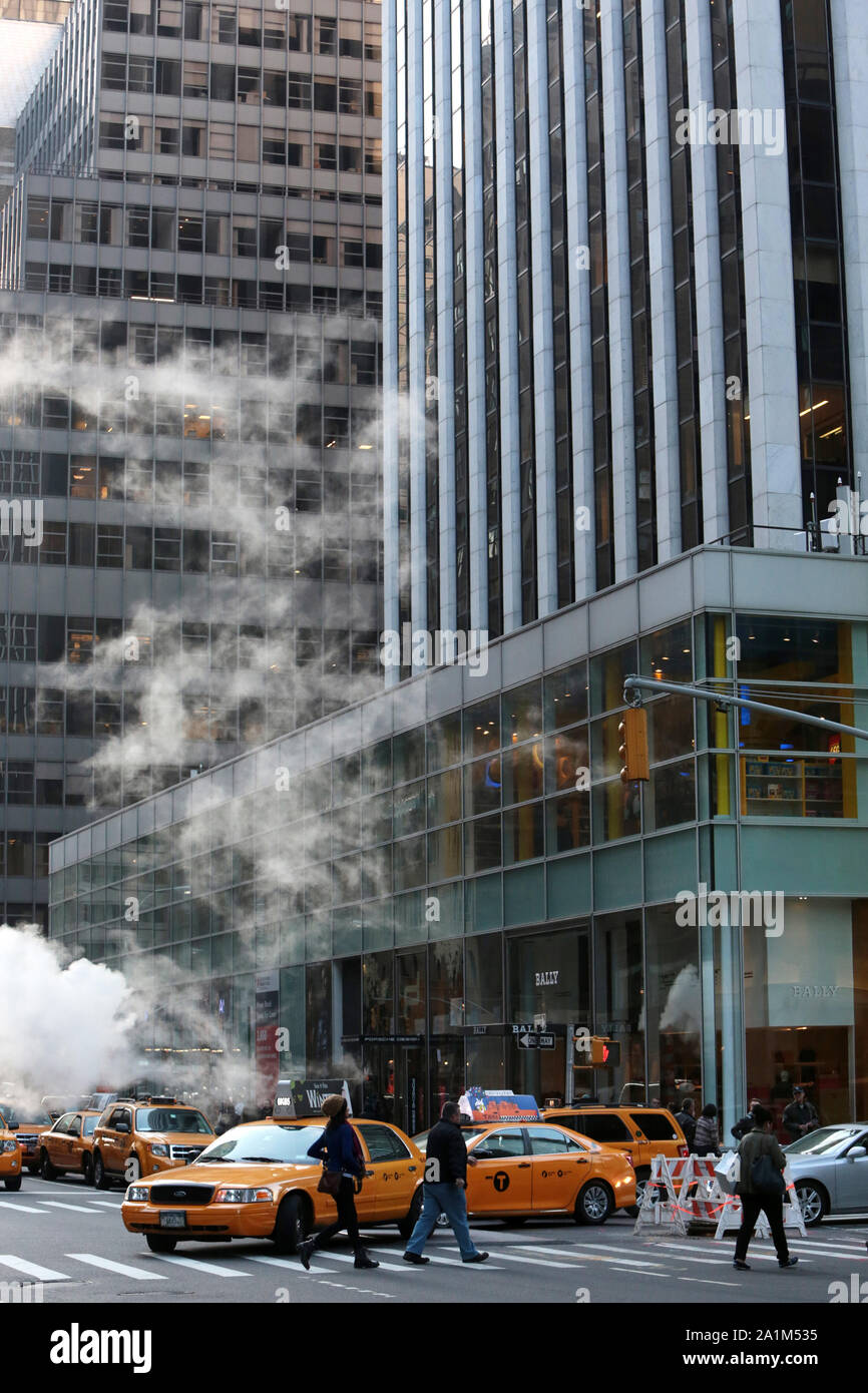 Taxis. Madison Avenue. Manhattan. New-York. USA. / Taxis. Fith Avenue. Manhattan. New-York. USA. Stock Photo