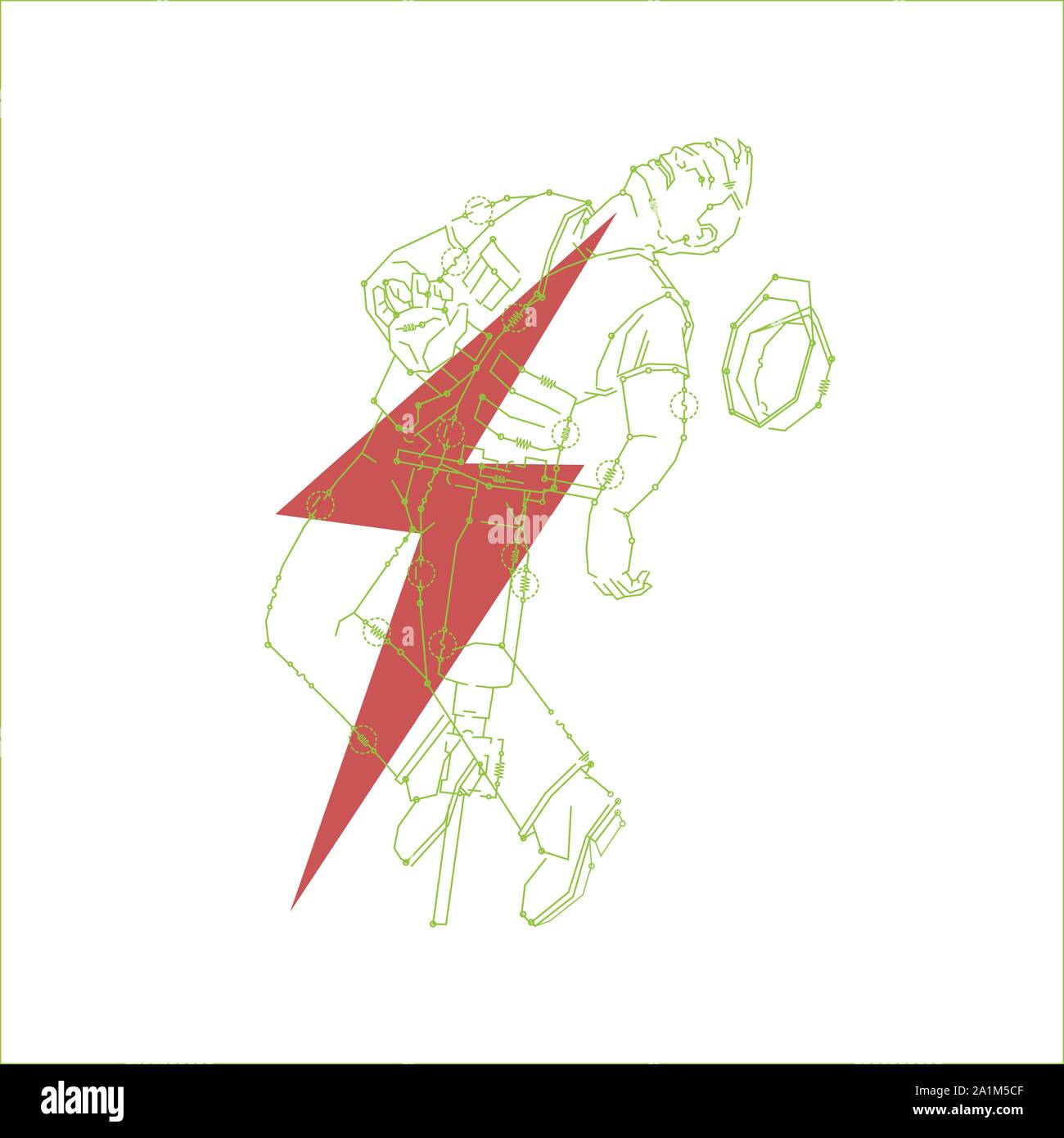 Man being electrified by under-grund electrical cable with a shock wave running through him Stock Vector