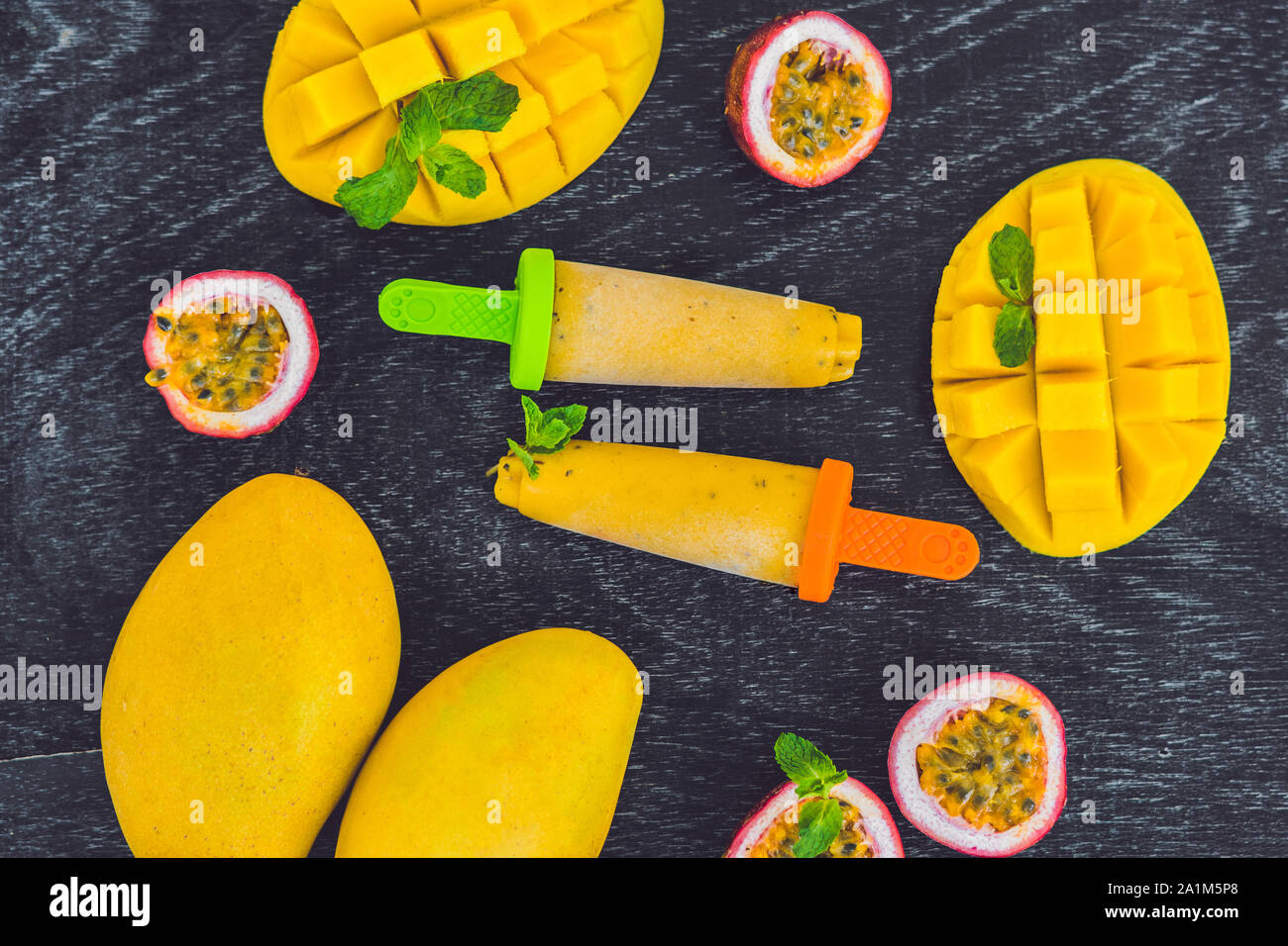 Homemade Ice Cream From Mango And Passion Fruit Popsicle Stock Photo Alamy
