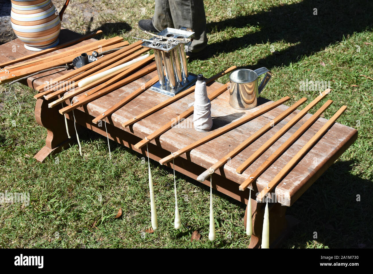 A Colonial Candle Making demonstration in Historic Bath, North Carolina
