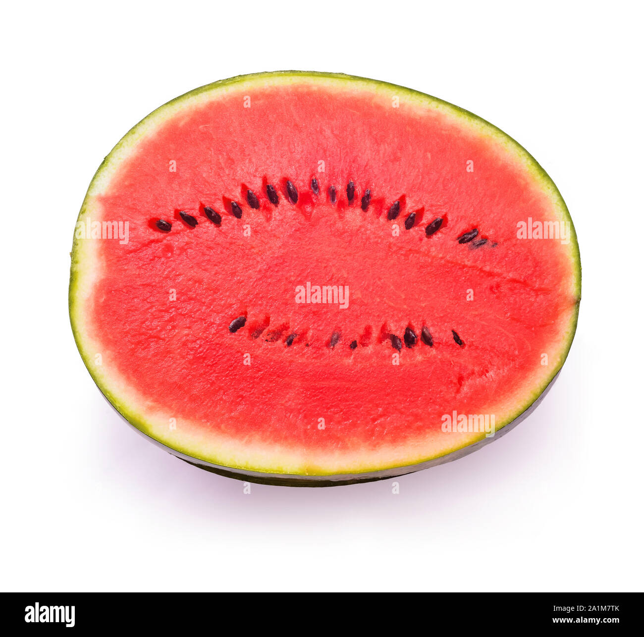 sliced watermelon half section on white background Stock Photo