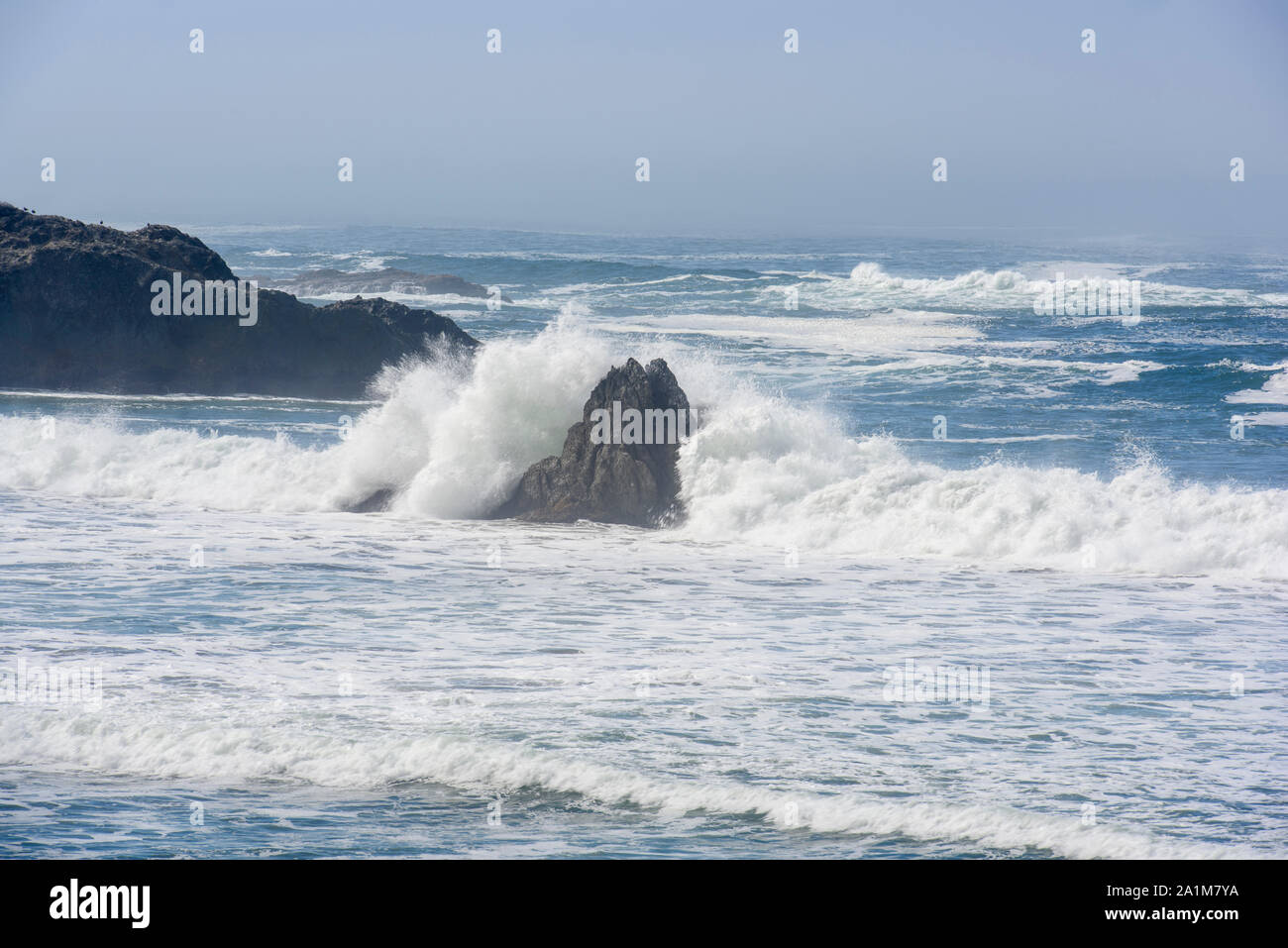 Oregon coastline with exposed rocks, Near Port Orford, Oregon, USA Stock Photo