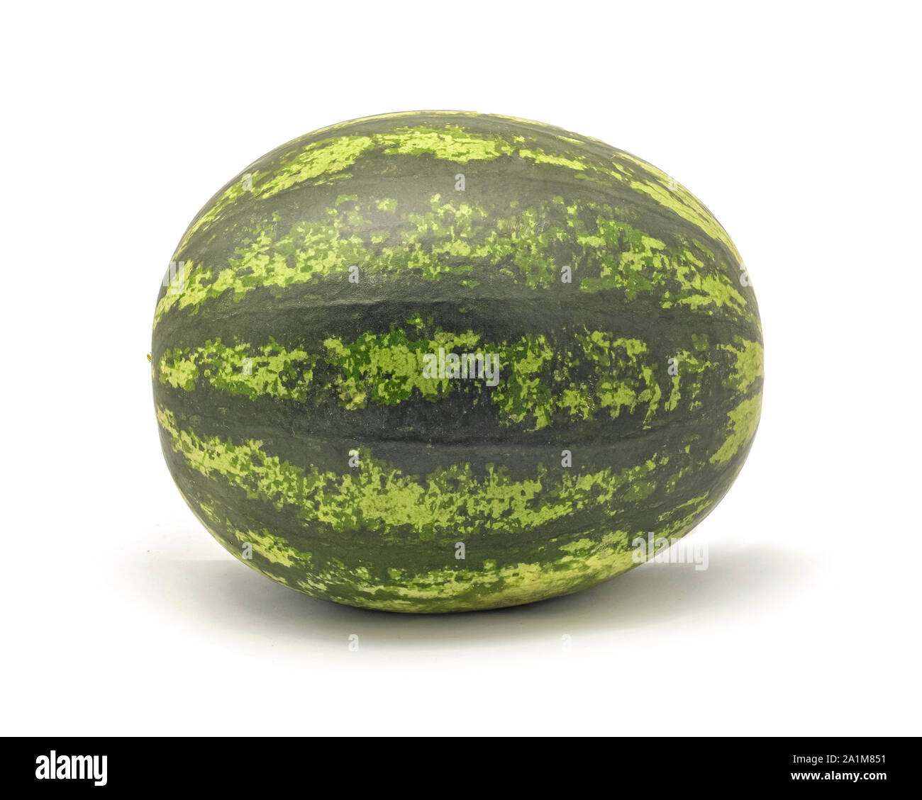 whole striped watermelon isolated on white Stock Photo