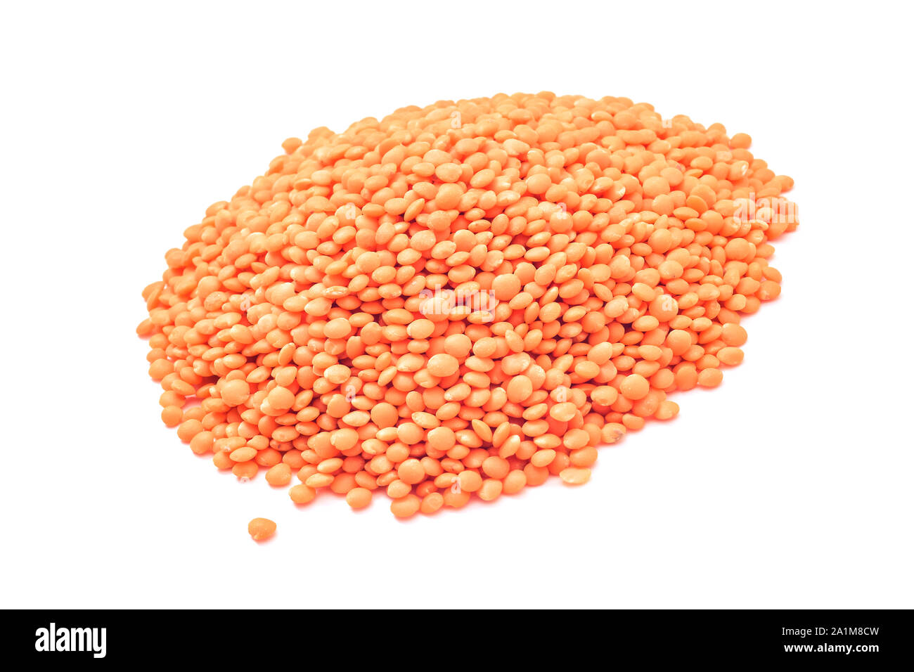 red raw lentil beans studio isolated on white Stock Photo