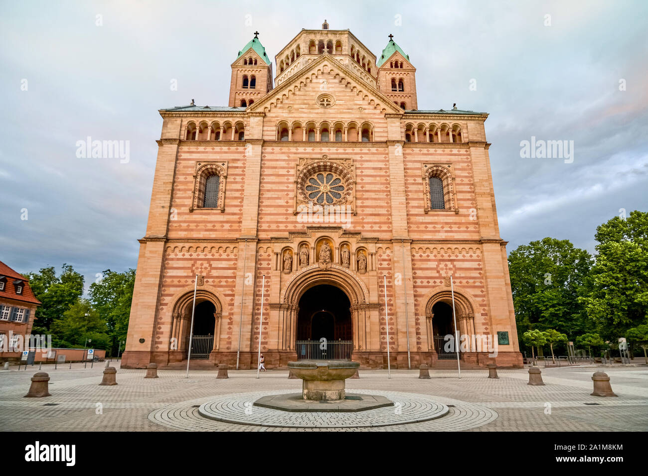 the Imperial Cathedral of Speyer at sunset, Germany Stock Photo