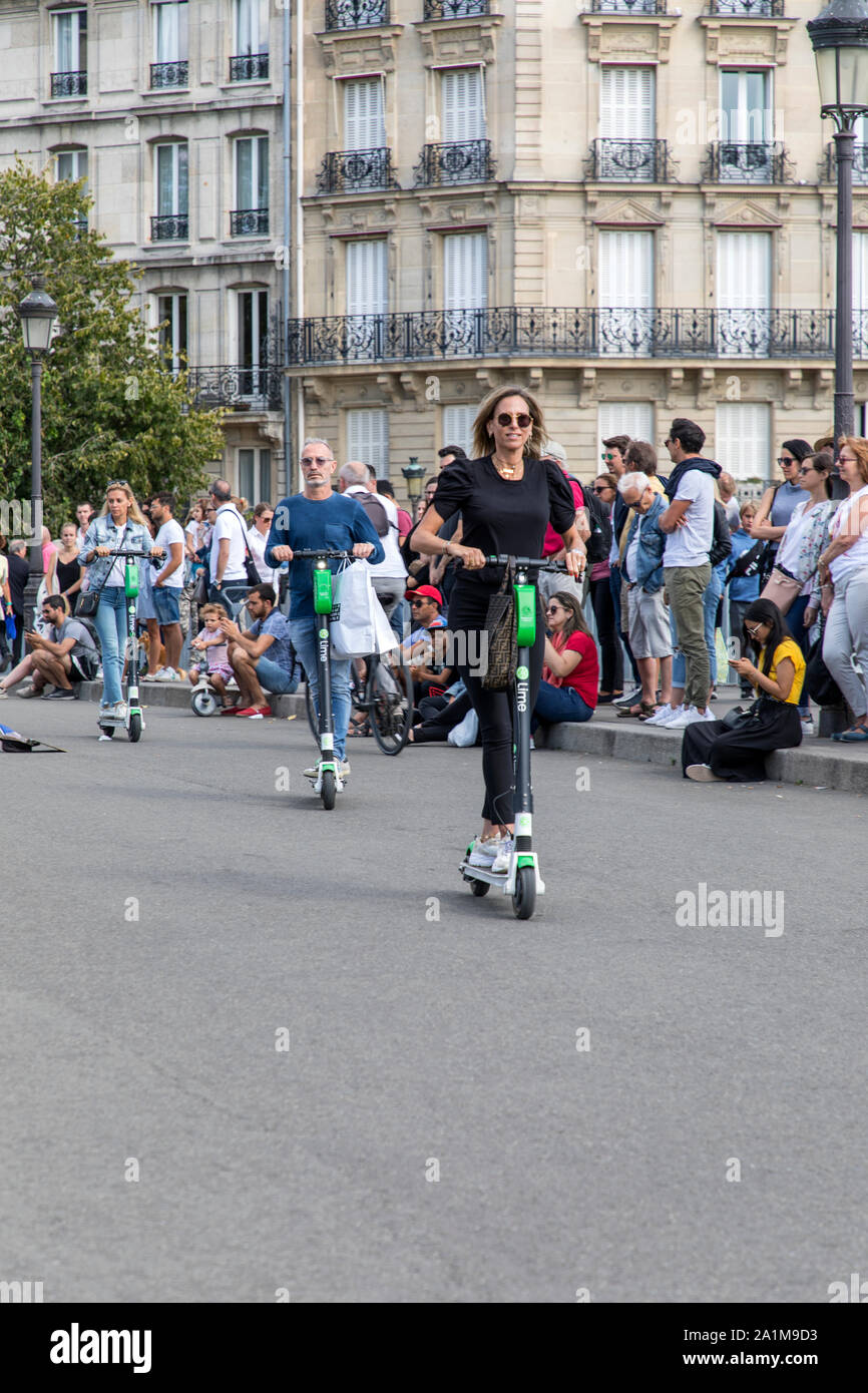 Electric scooters on the streets of Paris, France Stock Photo Alamy