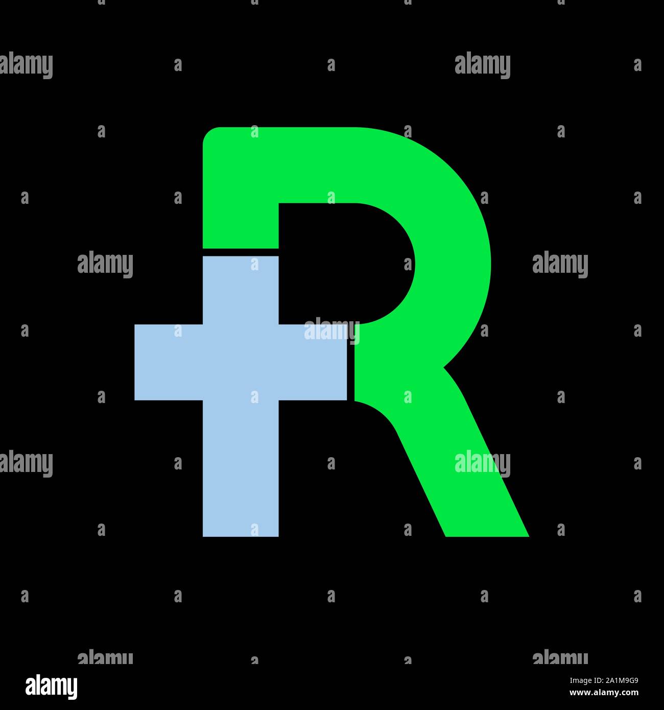 Letter r with plus symbol. Flat and isolated. Vector illustration. Stock Vector