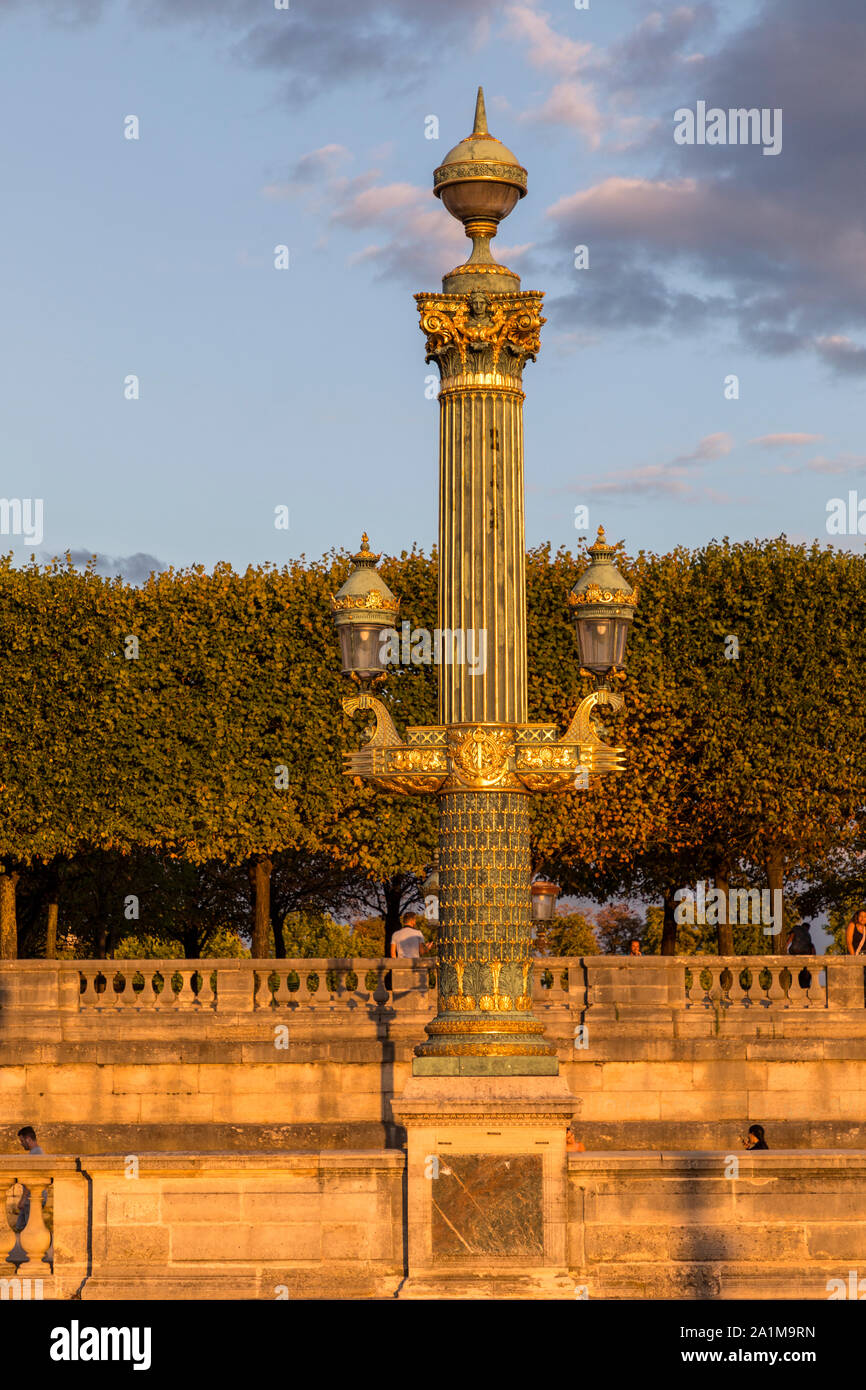 Ornate lamps in the Place de la Concorde, Paris, France. Stock Photo