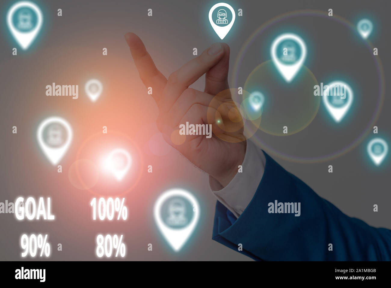 Conceptual hand writing showing Goal 100 Percent 90 Percent 80 Percent
