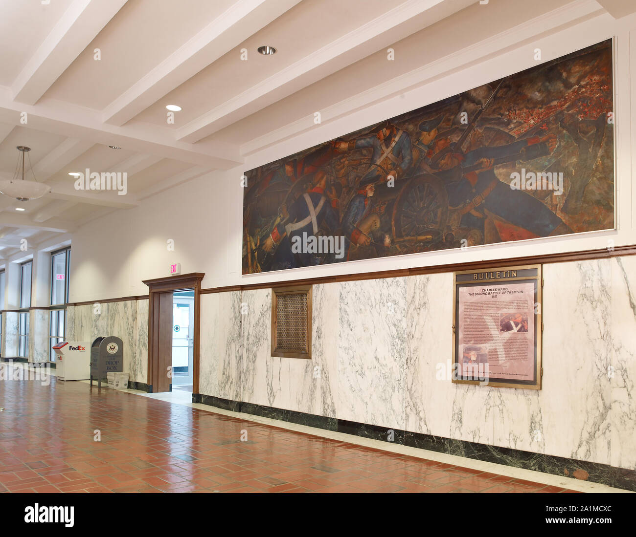 Oil painting Second Battle of Trenton shown in context in east lobby of ...