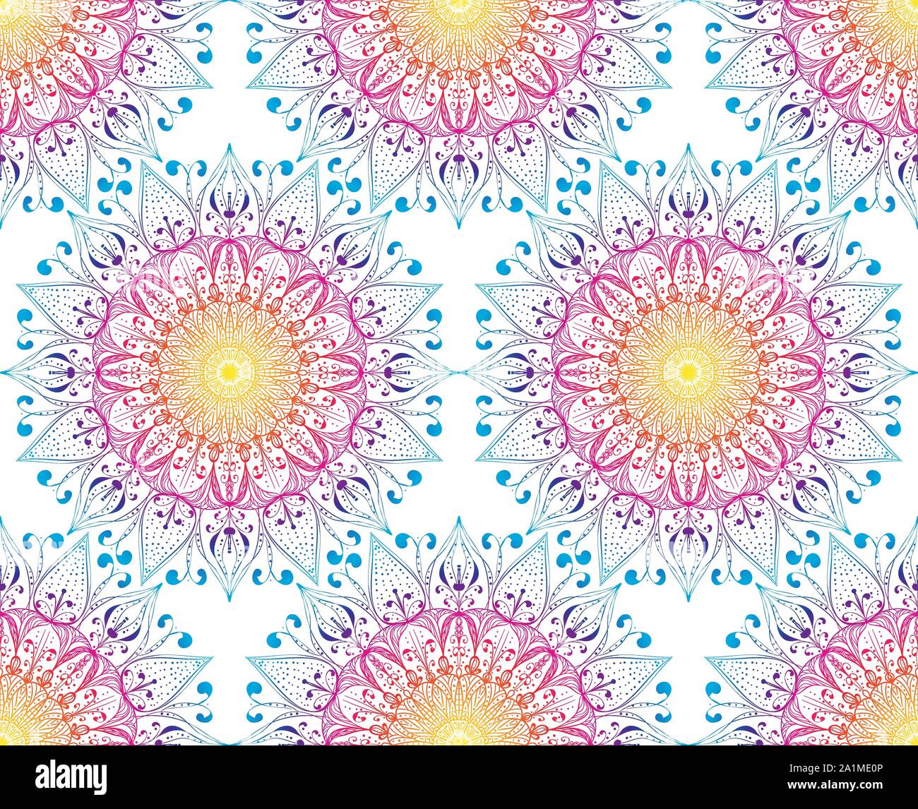 Beautiful floral pattern. Ethnic Mandala ornament. Vector seamless pattern background Stock Vector