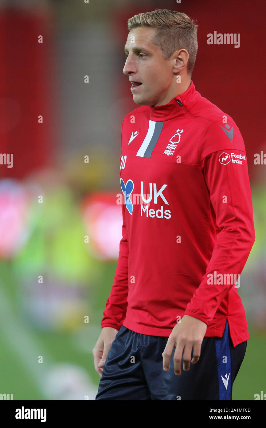 Stoke On Trent, UK. 27th Sep, 2019. Nottingham Forest defender Michael Dawson (20) during the EFL Sky Bet Championship match between Stoke City and Nottingham Forest at the bet365 Stadium, Stoke-on-Trent, England on 27 September 2019. Photo by Jurek Biegus. Editorial use only, license required for commercial use. No use in betting, games or a single club/league/player publications. Credit: UK Sports Pics Ltd/Alamy Live News Stock Photo