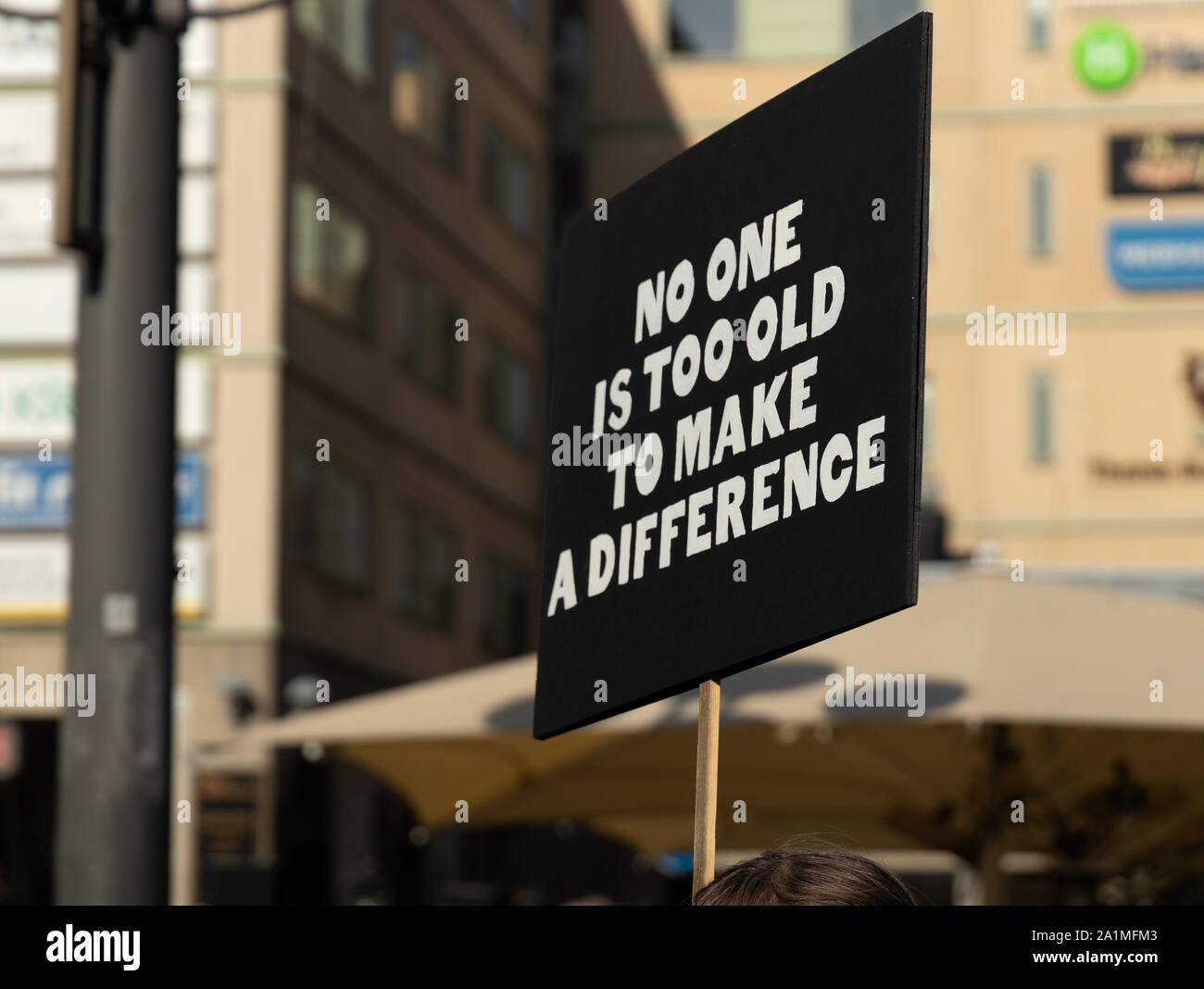 Stockholm, Sweden. 27 September, 2019. Swedish climate activists inspired by Greta Thunberg protest in Stockholm Stock Photo