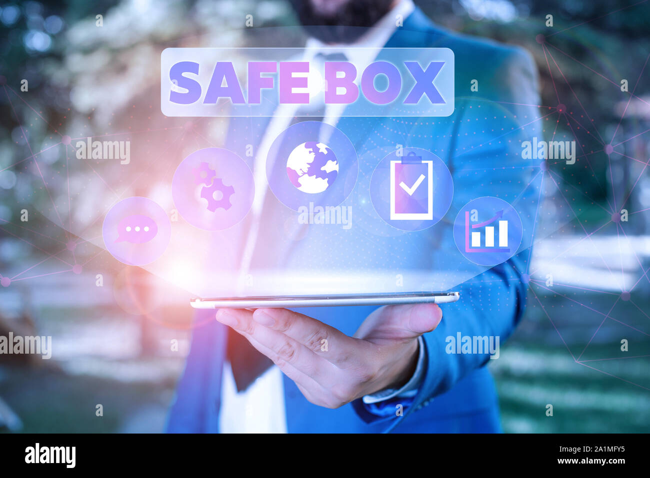 Text sign showing Safe Box. Business photo showcasing A small structure