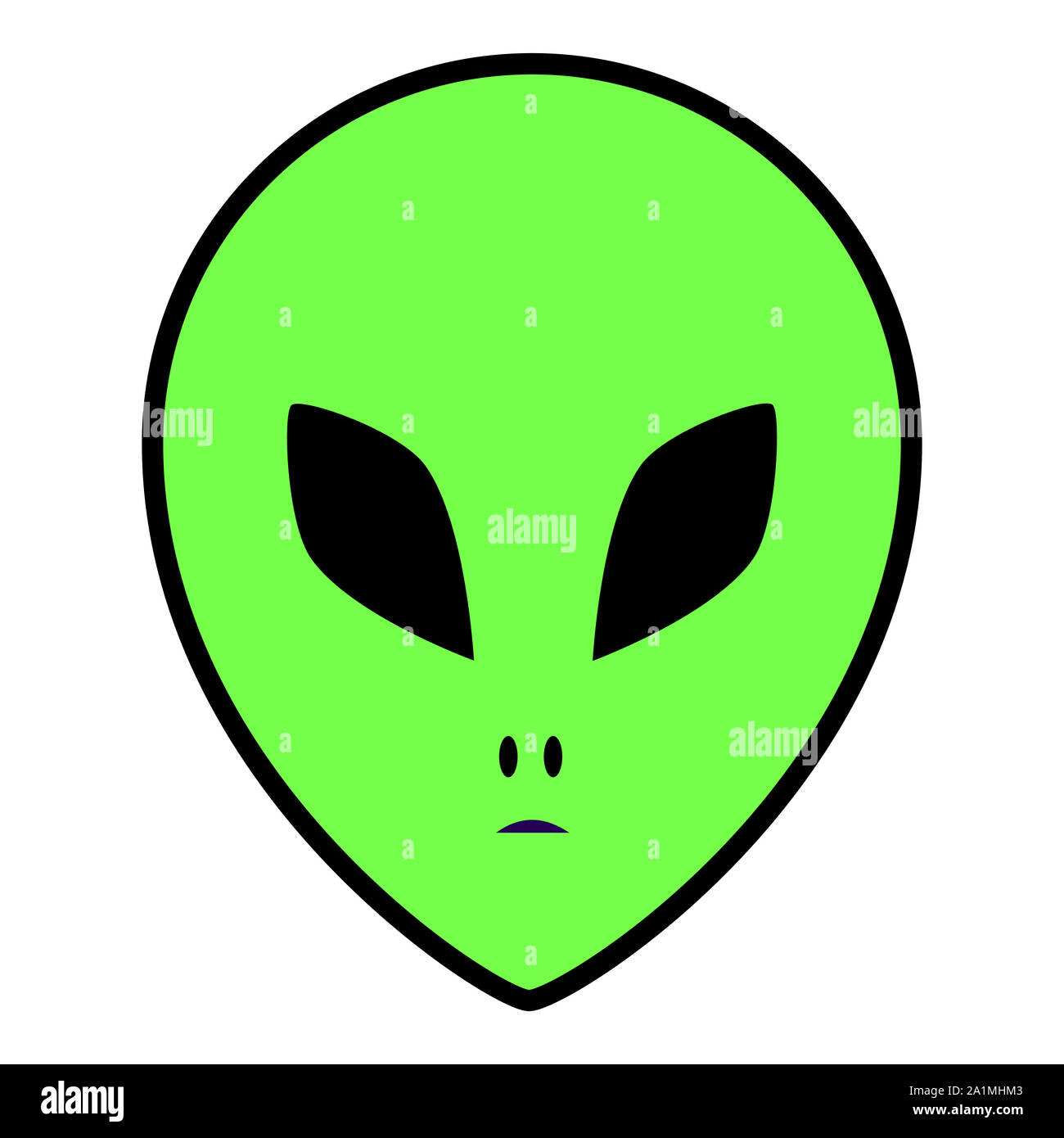 Classic Alien Green Face Logo Stock Photo