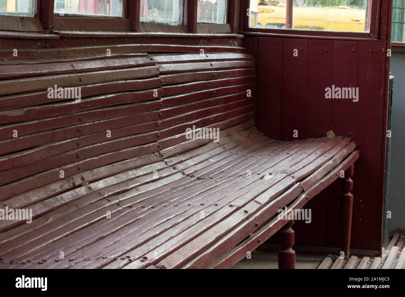 The first model of electric tram 'Siemens Oerlikon'. Interior, controls, mechanics. Russia Stock Photo