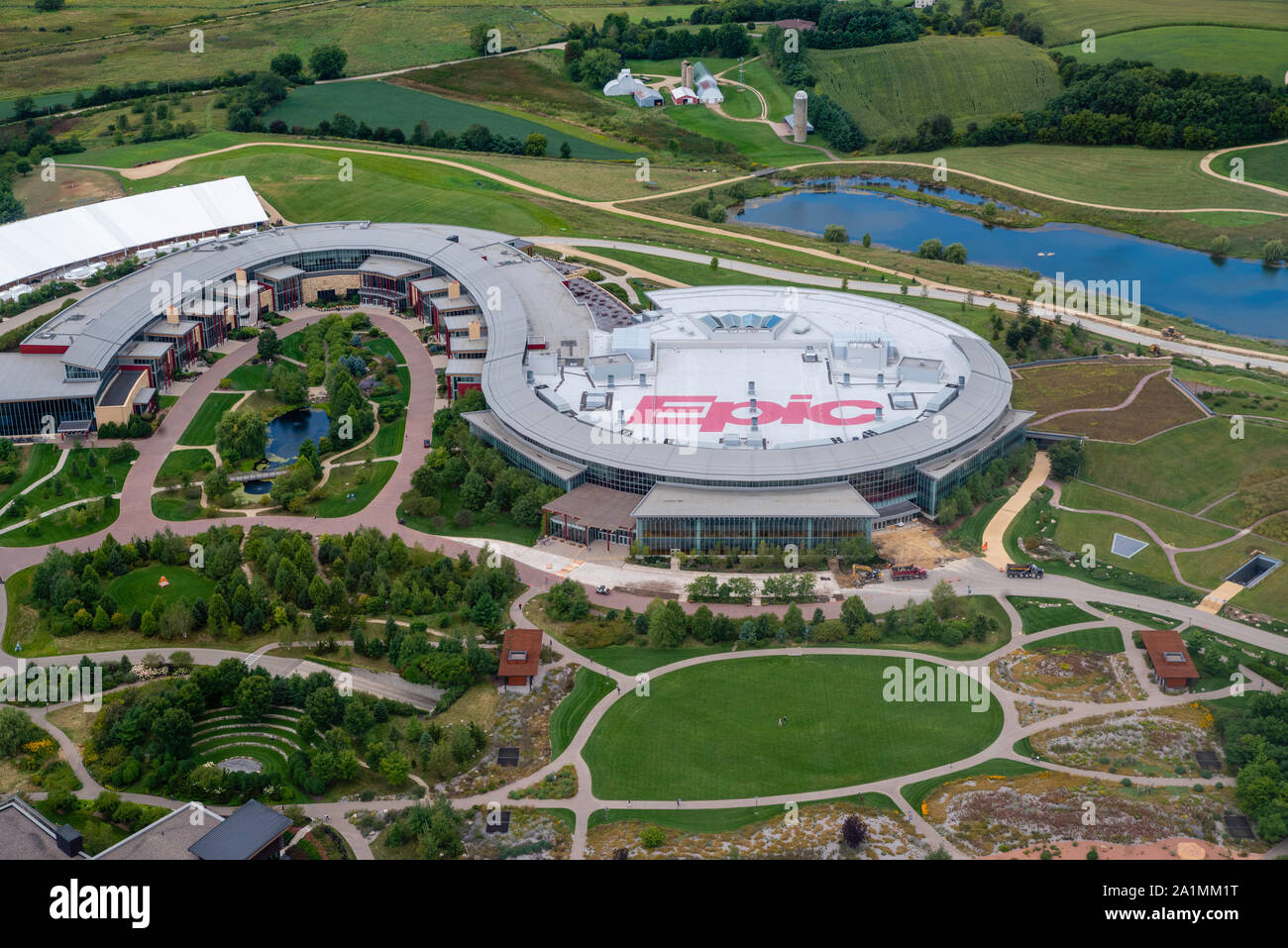 Aerial view of Epic Systems of Verona, Wisconsin, USA, a major