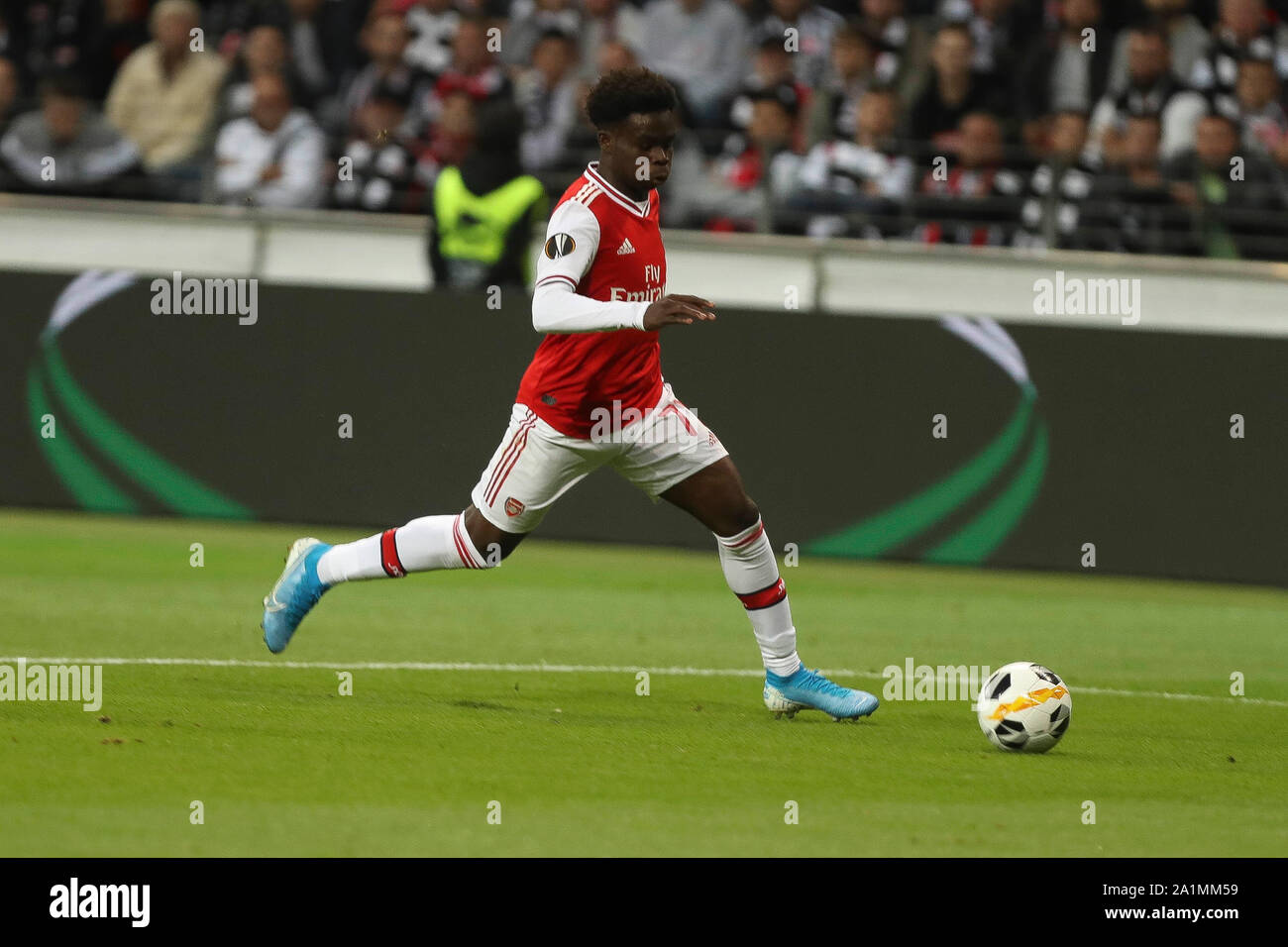 bukayo Saka  in FC Arsenal during the UEFA Europa League, Group F football match between Eintracht Francfort and Arsenal FC on September 19, 2019 at the Commerzbank-Arena in Frankfurt, Germany - Photo Laurent Lairys / DPPI Stock Photo