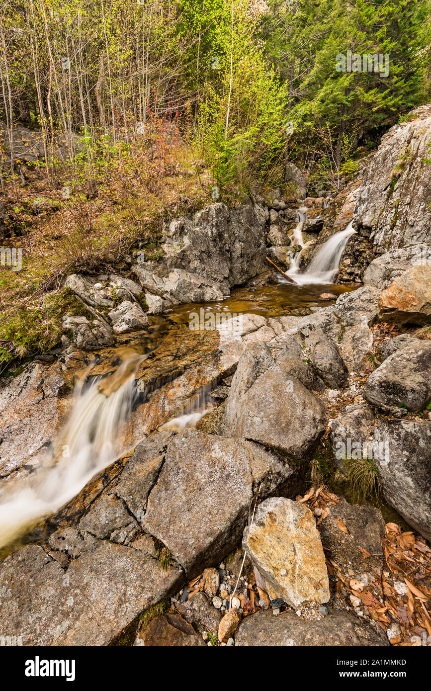 Lower tier of Silver Cascade in spring, White Mountain National Forest