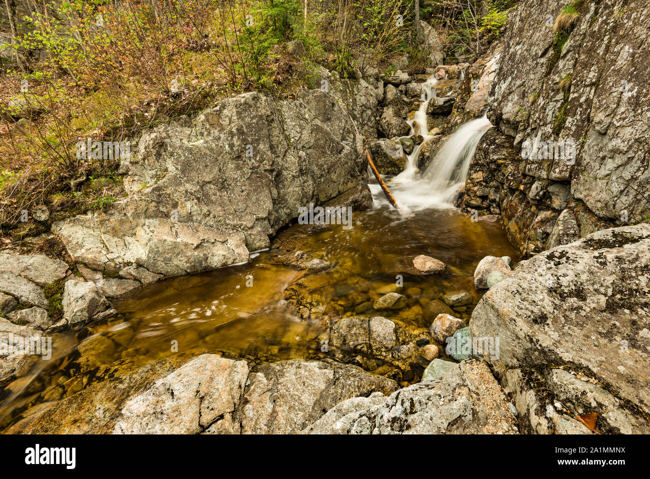 Lower tier of Silver Cascade in spring, White Mountain National Forest