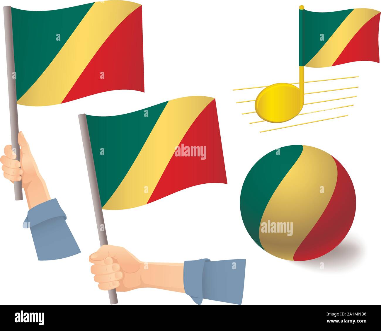 Congo flag icon set. National flag of Congo vector illustration Stock ...