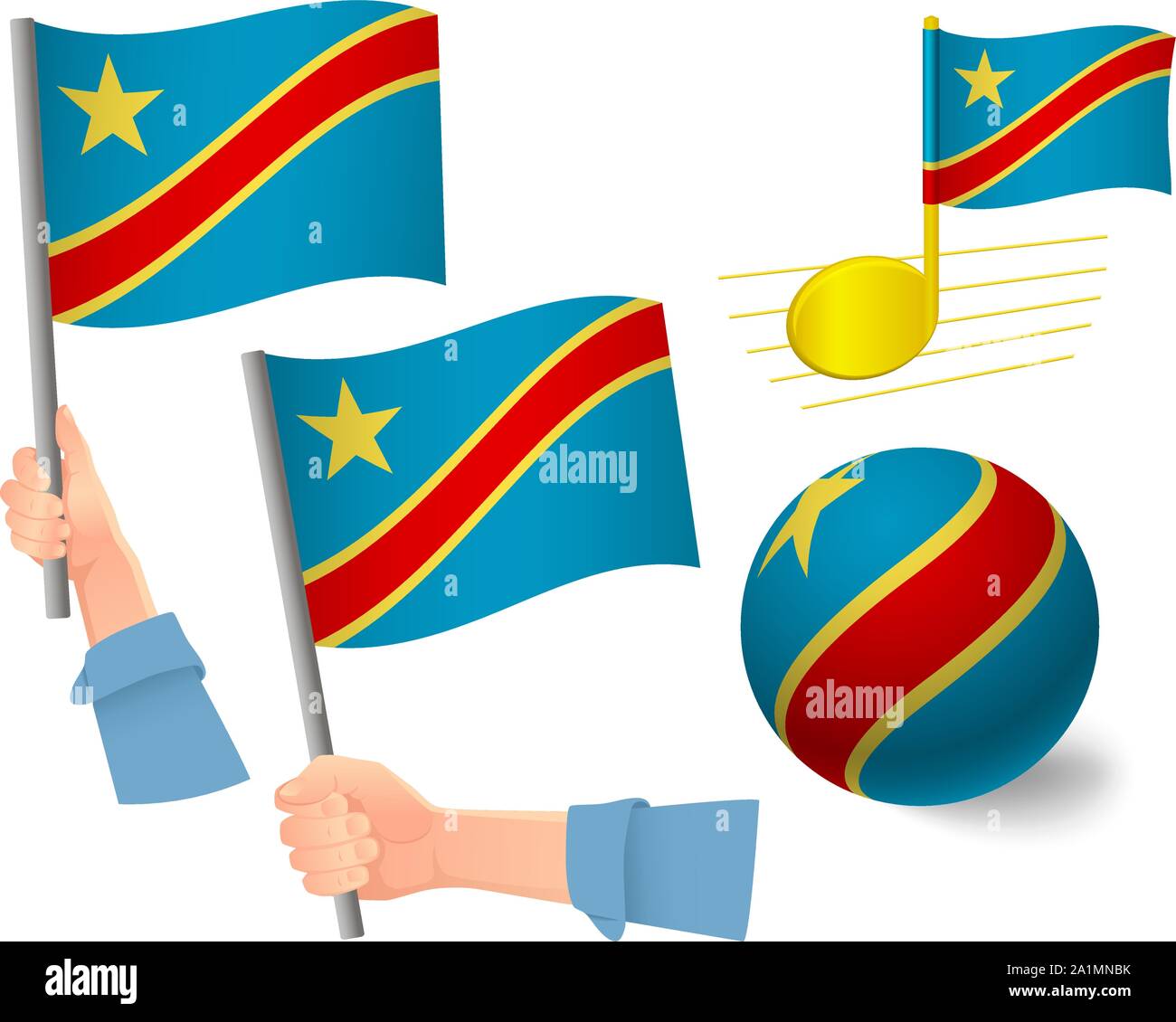 Democratic Republic of the Congo flag icon set. National flag of ...