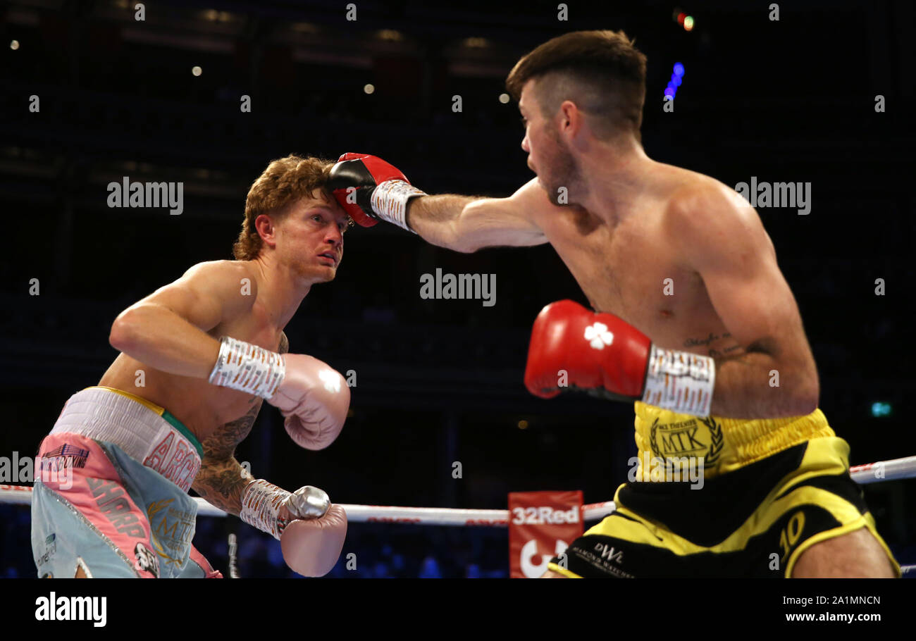Declan Sharp Archie Sharp (left) in action against Declan Geraghty during their WBO ...