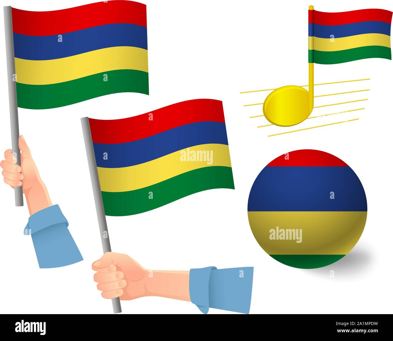 Mauritius flag icon set. National flag of Mauritius vector illustration ...
