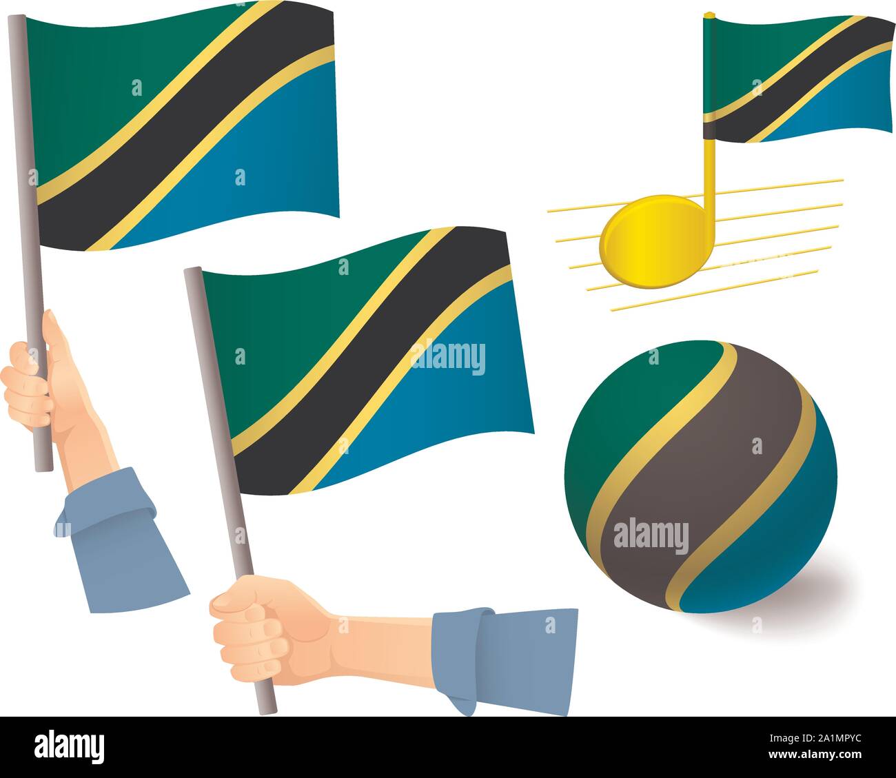 Tanzania flag icon set. National flag of Tanzania vector illustration ...