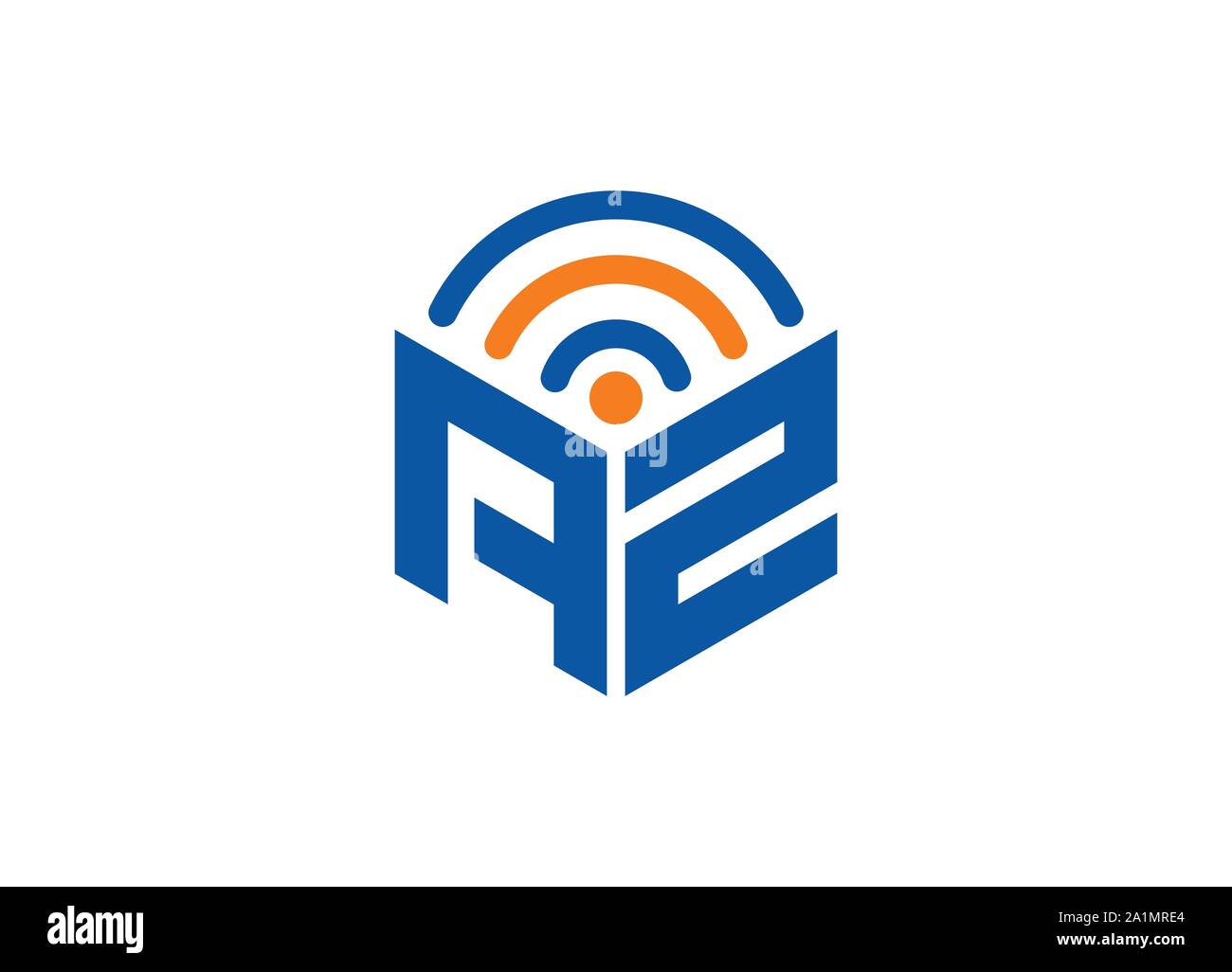 Abstract polygonal Letter Logo, hexagon letter logo, polygonal Letter with WiFi Logo sing and Symbol, monogram logo, WiFi logo design Stock Vector
