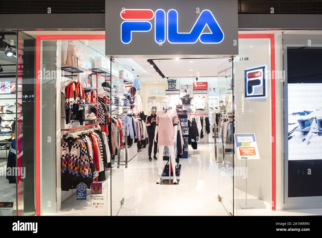 Hong Kong, China. 23rd Sep, 2019. Italian sporting goods brand Fila store  seen in Hong Kong. Credit: Budrul Chukrut/SOPA Images/ZUMA Wire/Alamy Live  News Stock Photo - Alamy
