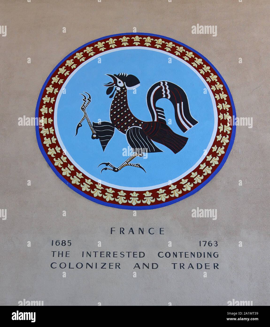 One of several medallions at Fair Park, depicting nations that have ruled all or much of the territory of Texas Stock Photo
