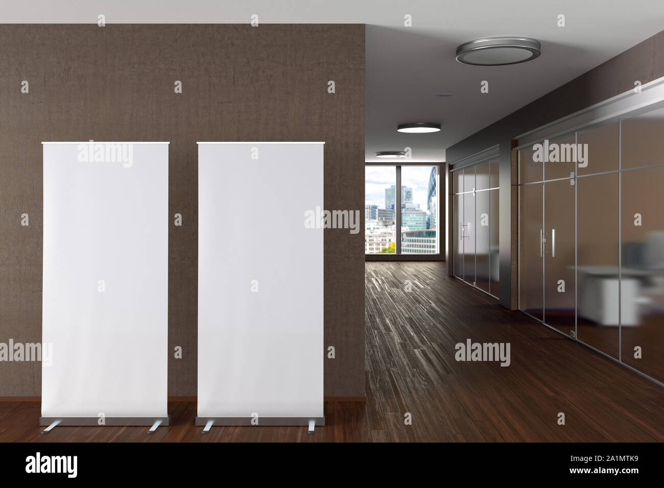 Roll up banner stands hi-res stock photography and images - Alamy