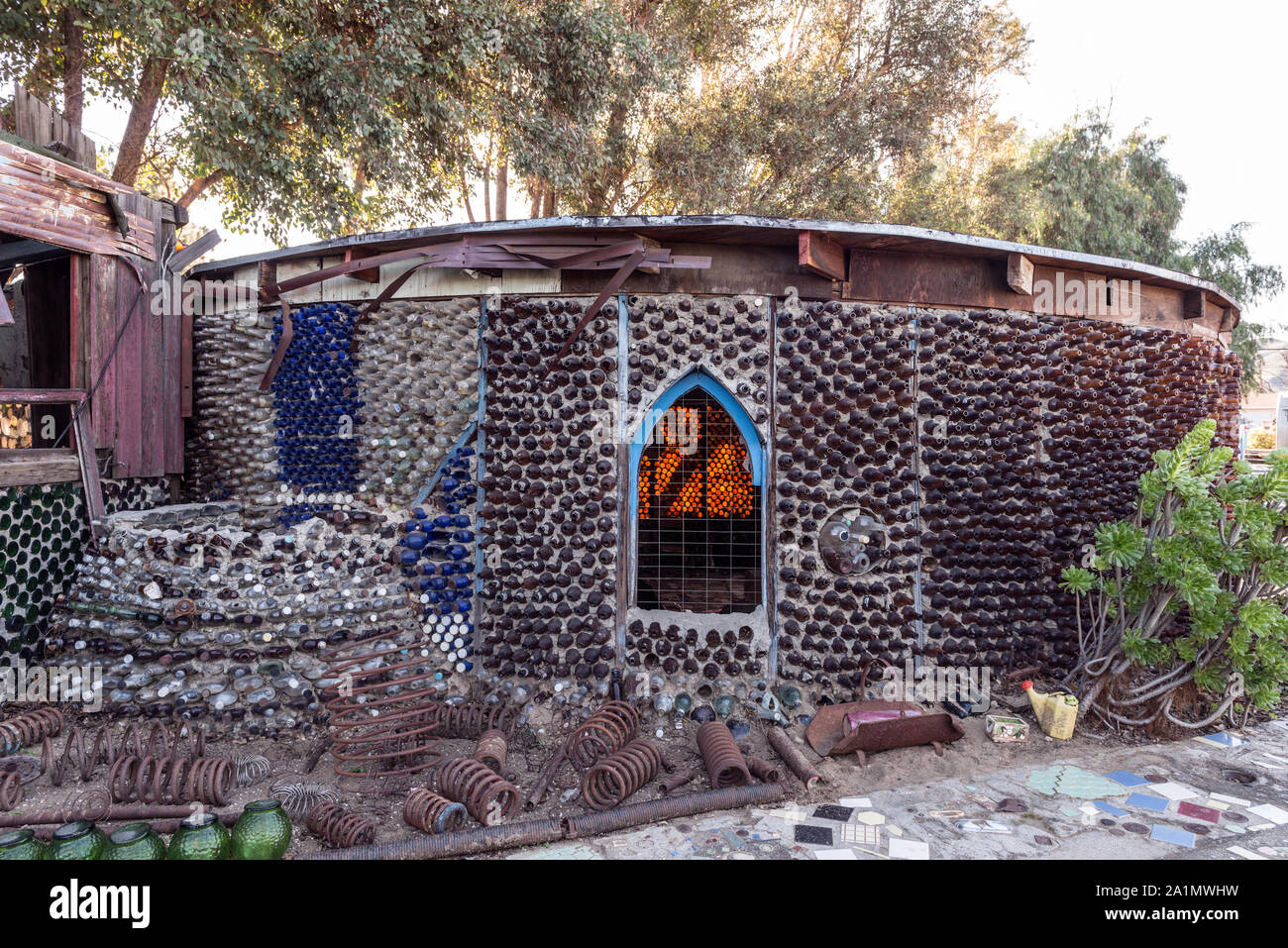 One of the unusual structures at Grandma Prisbrey's Bottle Village in