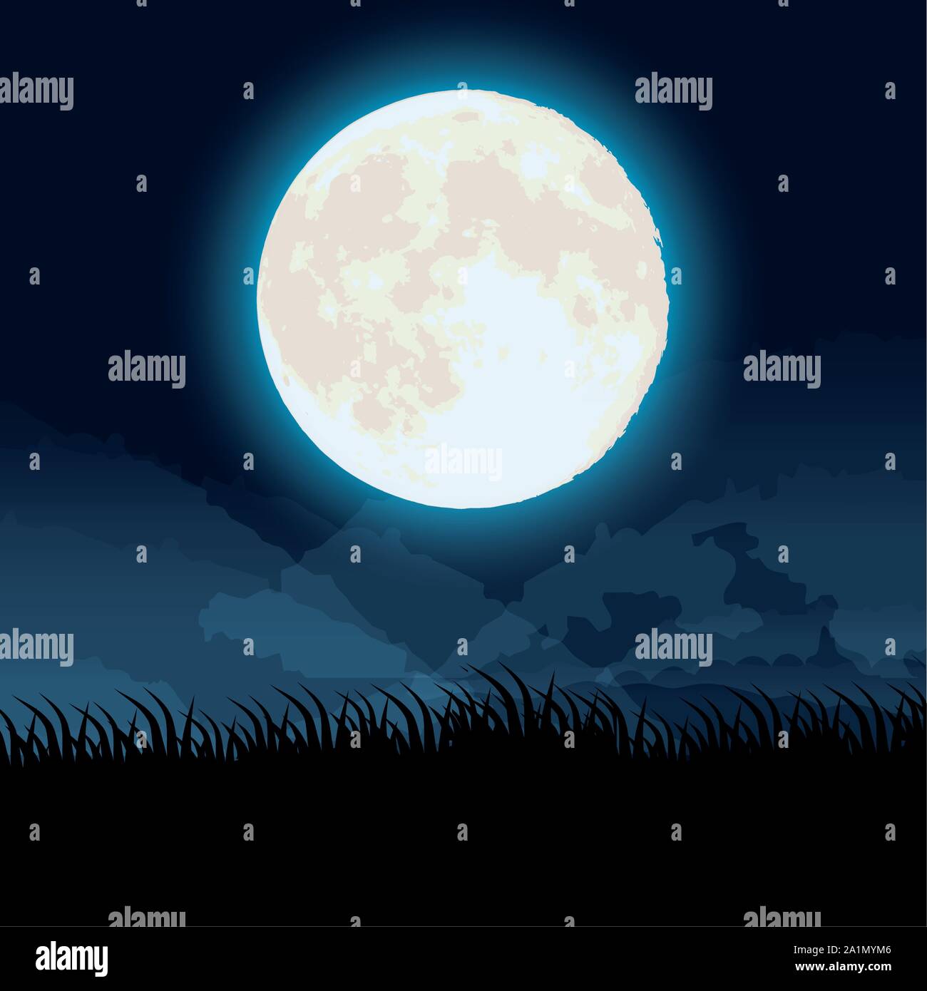 halloween dark night scene with full moon Stock Vector Image & Art - Alamy