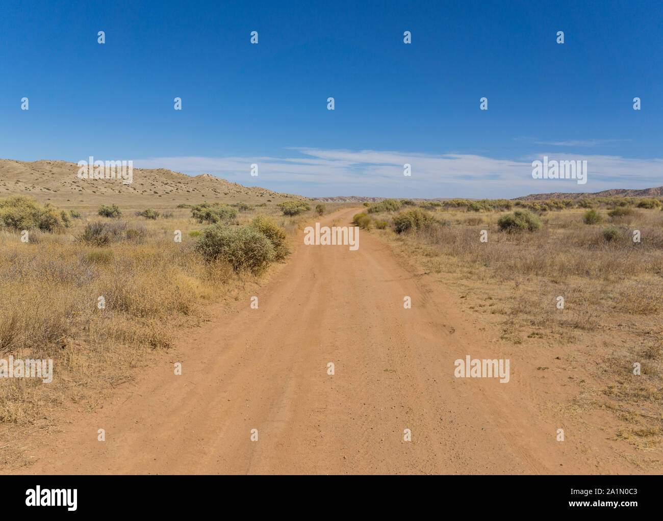 Dirt wilderness road in Carrizo Plain National Monument in San Luis Obispo County. Stock Photo