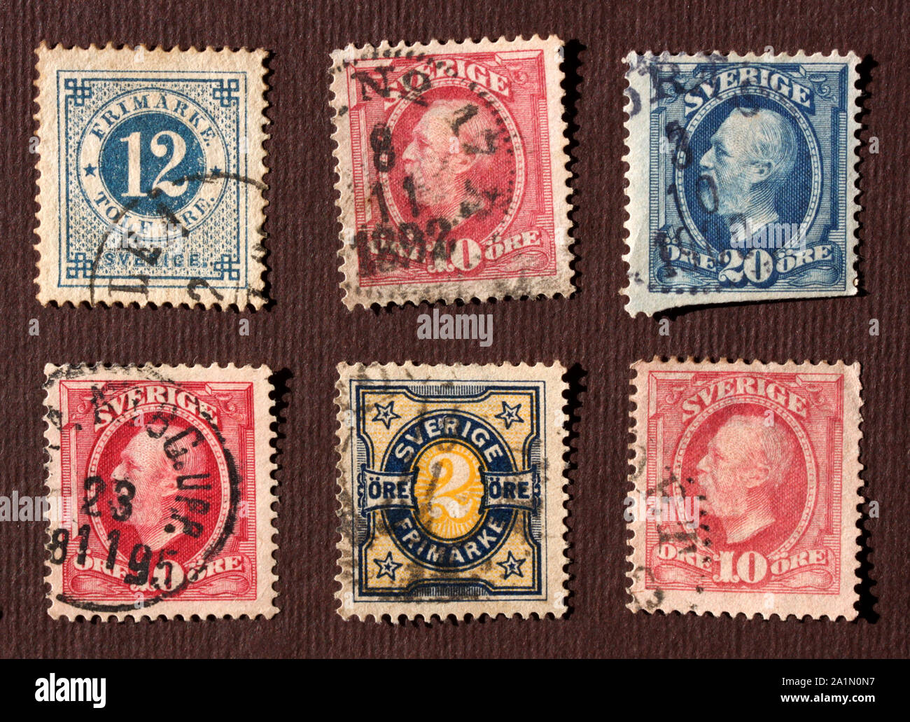 Close up of Old Postal Stamp Album Stock Photo - Alamy